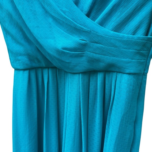 Coldwater Creek Chiffon Textured Maxi Floor Length Teal Event Formal Dress Sz 10 - Picture 3 of 11